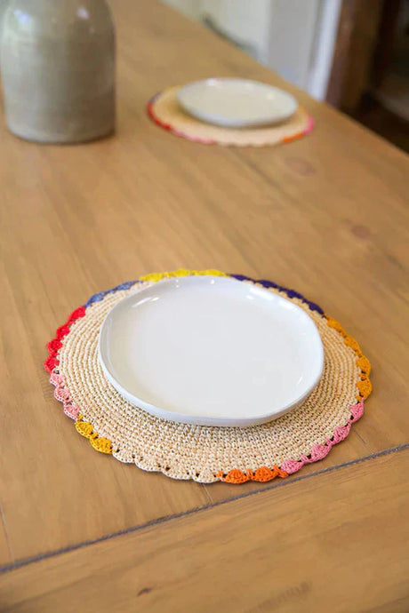 Aura raffia tabletop, colorful edge placemat-table tops-Parc Decor