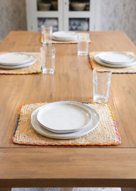 Aura raffia tabletop, colorful edge placemat-table tops-Parc Decor