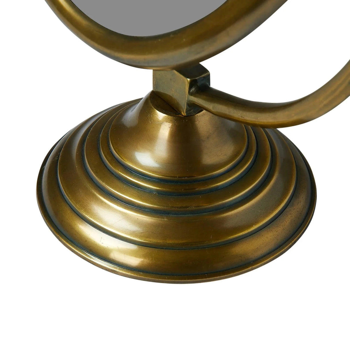 Austine Framed Mirror on Stand – Antique Brass Finish-Round and Oval Mirrors-Parc Decor