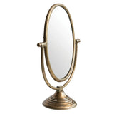 Austine Framed Mirror on Stand – Antique Brass Finish-Round and Oval Mirrors-Parc Decor