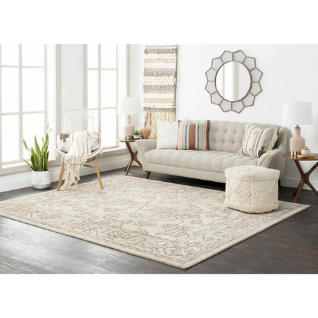 Aveley Beige Cotton Knitted Pouf-Poufs-Parc Decor