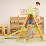 Avenlur Bush 6-in-1 Indoor Wooden Jungle Gym Climber – Montessori Toddler Playset with Slide, Rock Wall, Ladder & More
