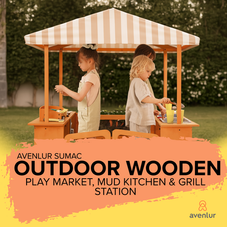 Avenlur Sumac Outdoor Wooden Play Market, Mud Kitchen & Grill Station-Parc Decor