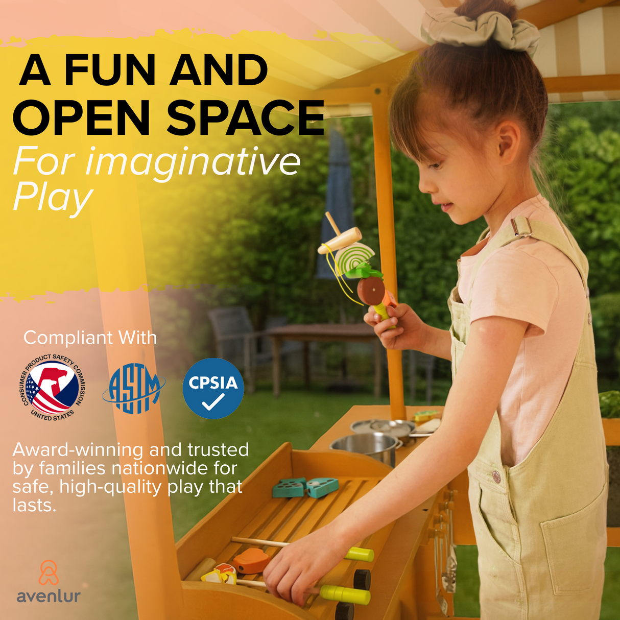 Avenlur Sumac Outdoor Wooden Play Market, Root View Planter, Mud Kitchen & Grill Station