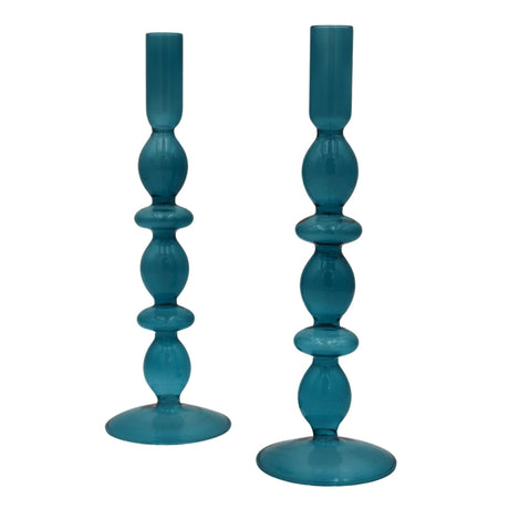Azure Blue Candle Holder – Pair-Candle Holder-Parc Decor