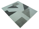 Azure Custom Made Geometrical Charcoal And Gray Hand Tufted Wool Rug