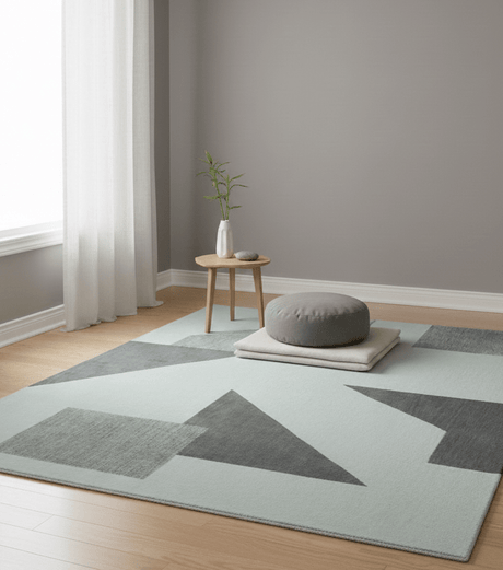 Azure Custom Made Geometrical Charcoal And Gray Hand Tufted Wool Rug