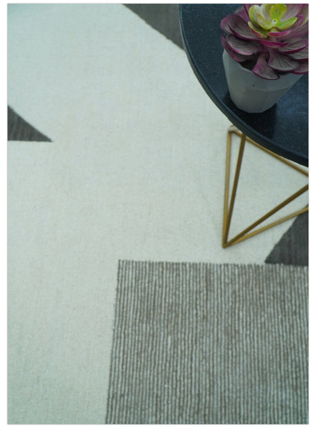 Azure Custom Made Geometrical Charcoal And Gray Hand Tufted Wool Rug