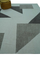 Azure Custom Made Geometrical Charcoal And Gray Hand Tufted Wool Rug