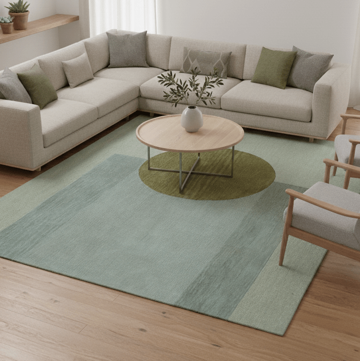 Azure Custom Made Modern Design Beige And Gray Hand Tufted Wool Rug