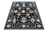 Azure Custom Made Traditional Oushak Black Hand Tufted Wool Rug