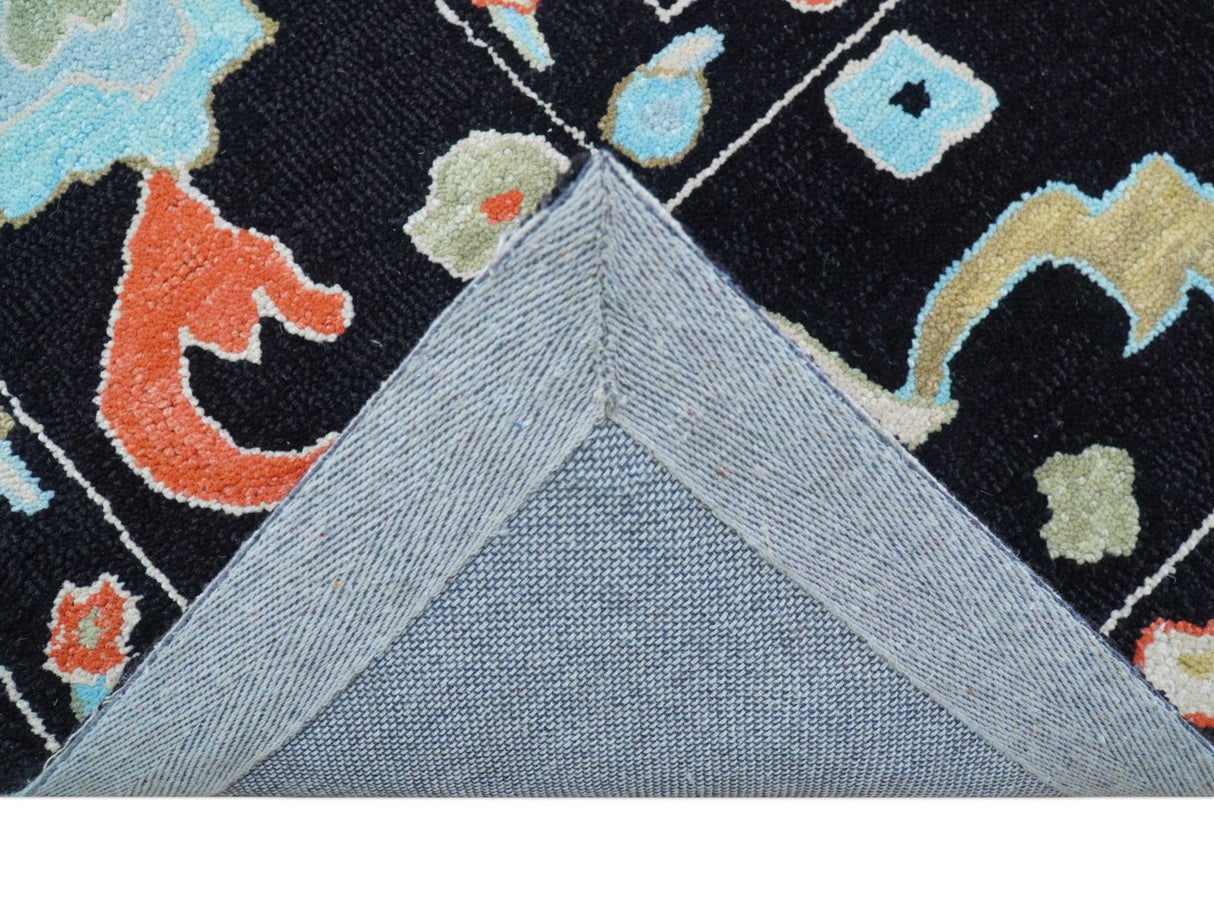 Azure Custom Made Traditional Oushak Black Hand Tufted Wool Rug