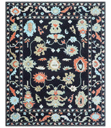 Azure Custom Made Traditional Oushak Black Hand Tufted Wool Rug