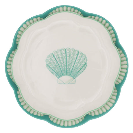 Balearic Blu Scalloped Ceramic Dinner Plates – Set of 4 (+1 Bonus Plate)