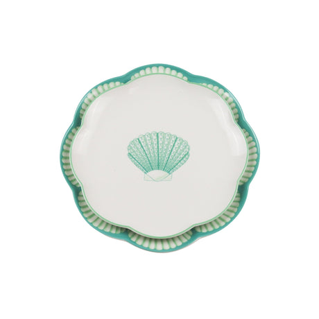 Balearic Blu Scalloped Ceramic Dinner Plates – Set of 4 (+1 Bonus Plate)