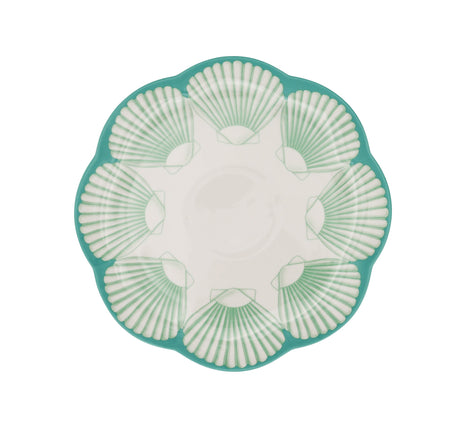 Balearic Blu Scalloped Ceramic Dinner Plates – Set of 4 (+1 Bonus Plate)