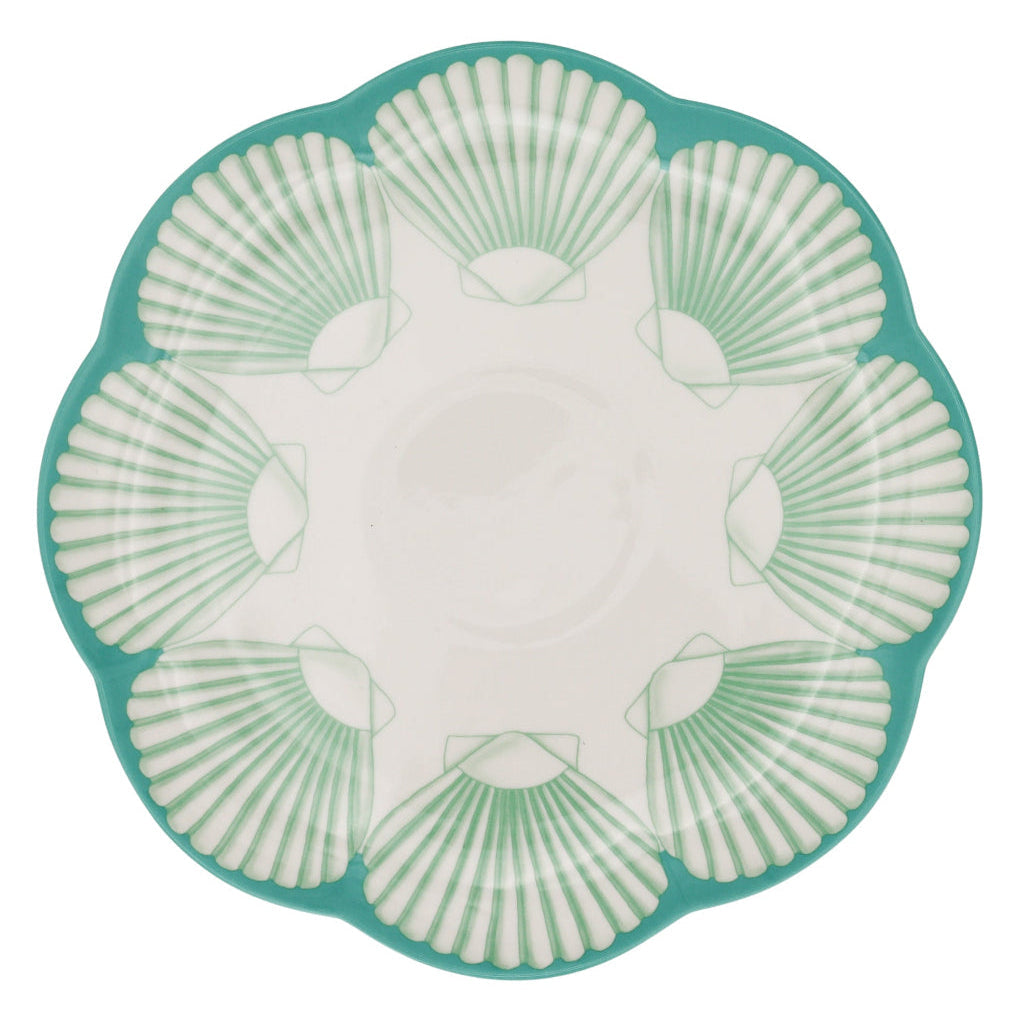 Balearic Blu Scalloped Ceramic Dinner Plates – Set of 4 (+1 Bonus Plate)
