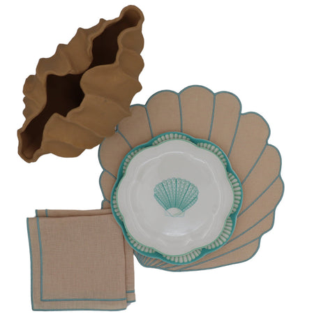 Balearic Blu Scalloped Ceramic Starter Plates – Case of 12 (+3 Bonus Plates)