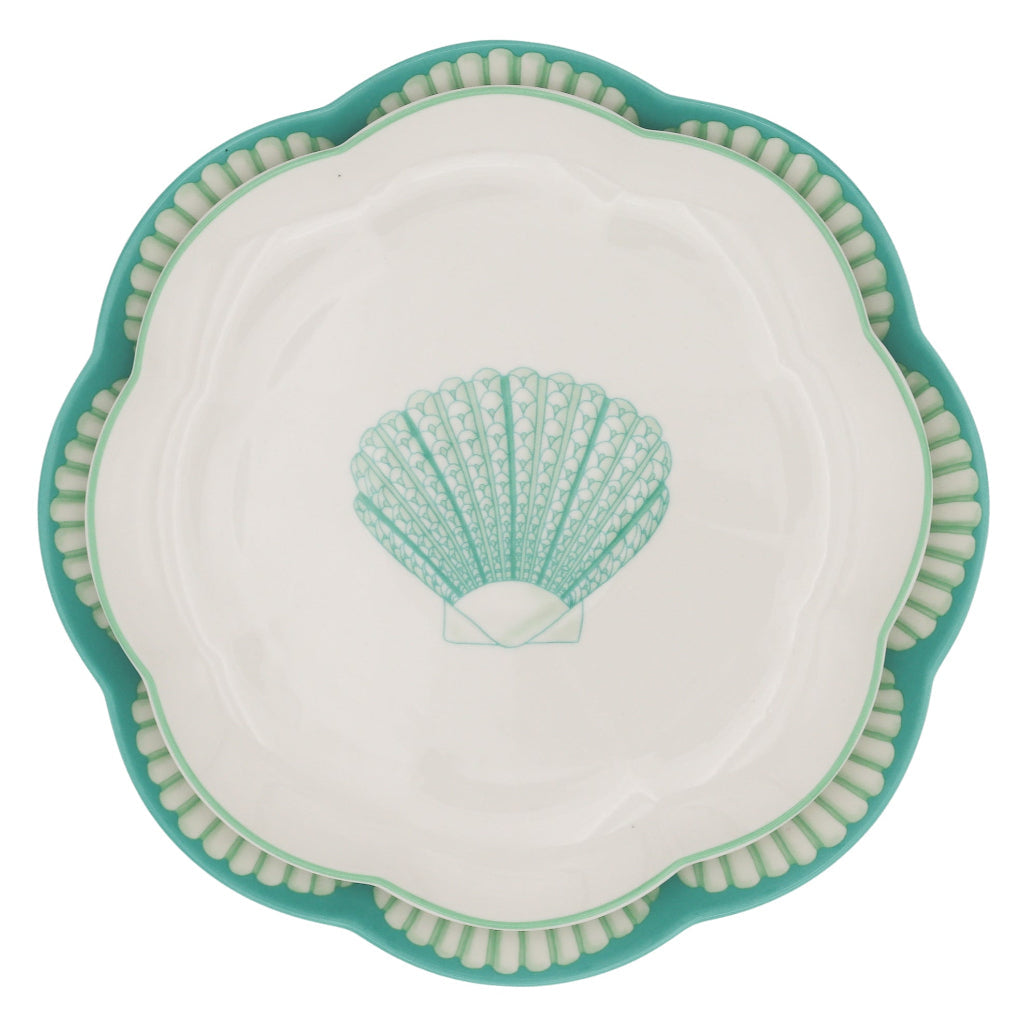 Balearic Blu Scalloped Ceramic Starter Plates – Set of 4 (+1 Bonus Plate)