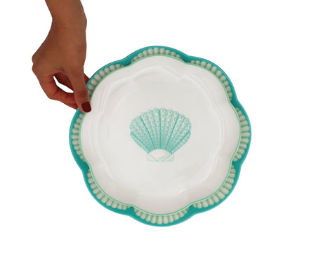 Balearic Blu Scalloped Ceramic Starter Plates – Set of 4 (+1 Bonus Plate)