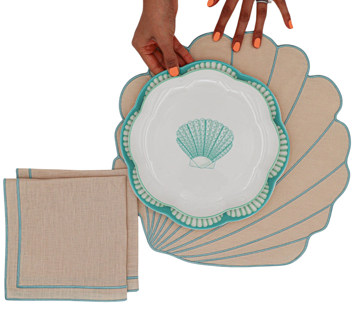 Balearic Blu Scalloped Ceramic Starter Plates – Set of 4 (+1 Bonus Plate)