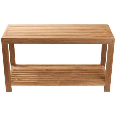 Bali Natural Teak Shower and Bath Spa Bench with Shelf-Bench-Parc Decor