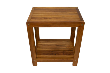 Bali Teak Shower and Bath Spa Bench with Shelf – 18″
