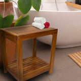 Bali Teak Shower and Bath Spa Bench with Shelf-Parc Decor