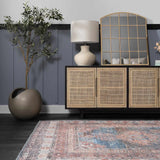 Baltinglass Rust & Blue Washable Area Rug - Clearance-Rugs-Parc Decor