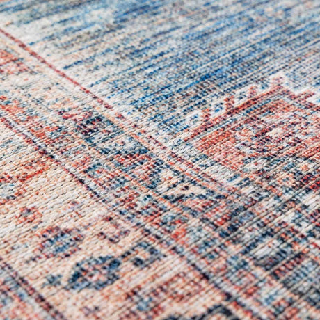 Baltinglass Rust & Blue Washable Area Rug - Clearance-Rugs-Parc Decor
