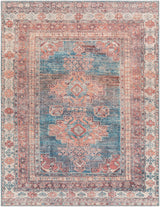 Baltinglass Rust & Blue Washable Area Rug - Clearance-Rugs-Parc Decor