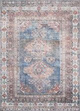 Baltinglass Rust & Blue Washable Area Rug - Clearance-Rugs-Parc Decor