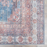 Baltinglass Rust & Blue Washable Area Rug - Clearance-Rugs-Parc Decor