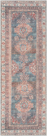 Baltinglass Rust & Blue Washable Area Rug - Clearance-Rugs-Parc Decor