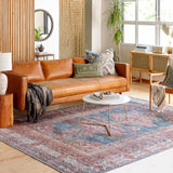 Baltinglass Rust & Blue Washable Area Rug - Clearance-Rugs-Parc Decor