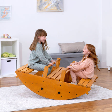 Banyan Jumbo Rocker & Climber | 2-in-1 Wooden Climbing Arch and Rocking Boat for Kids, Indoor & Outdoor