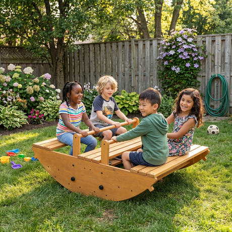 Banyan Jumbo Rocker & Climber | 2-in-1 Wooden Climbing Arch and Rocking Boat for Kids, Indoor & Outdoor