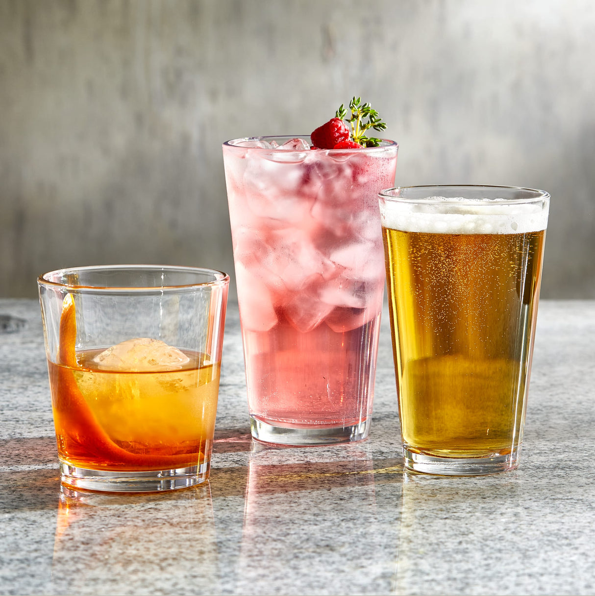 Bar Essentials Tumbler Glasses, 16 ounce, Set of 6-Cocktails and Spirits-Parc Decor