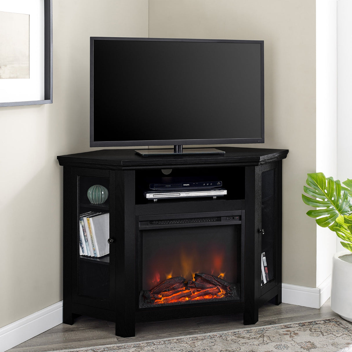Barn 48" Wood Corner Fireplace TV Stand-Fireplace-Parc Decor
