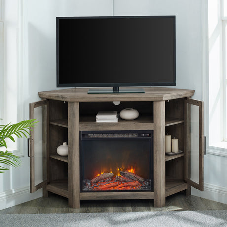 Barn 48" Wood Corner Fireplace TV Stand-Fireplace-Parc Decor