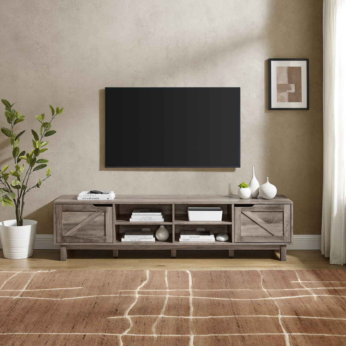 Barn Door 70" Rustic TV Stand-Entertainment-Parc Decor