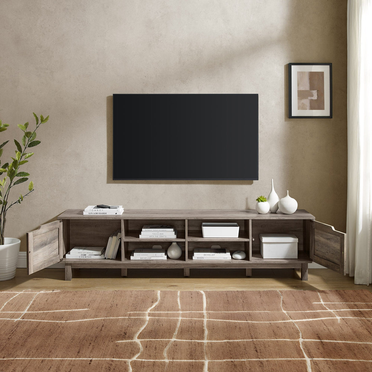 Barn Door 70" Rustic TV Stand-Entertainment-Parc Decor