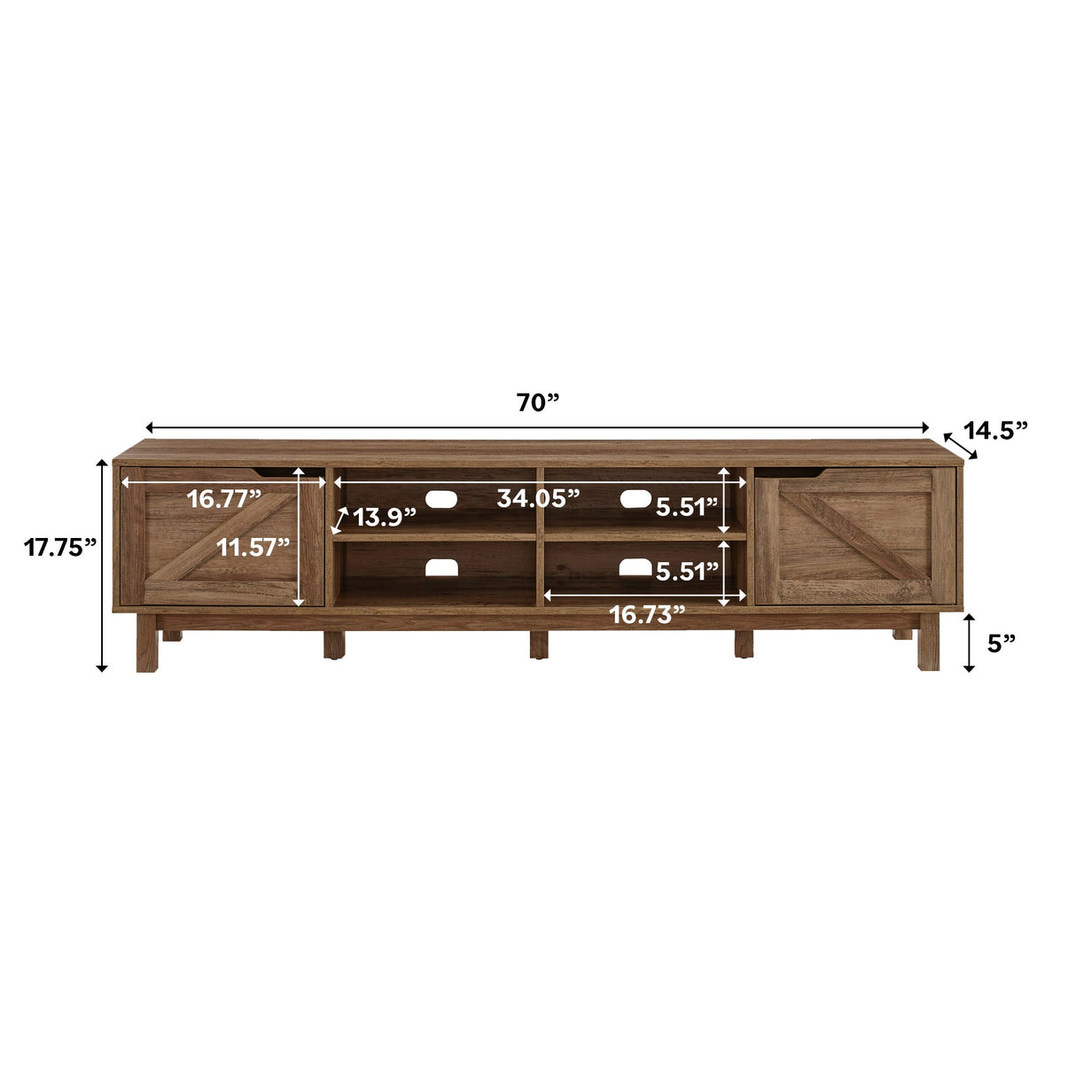 Barn Door 70" Rustic TV Stand-Entertainment-Parc Decor