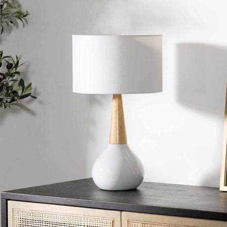 Baugo White Ceramic Table Lamp-Lighting-Parc Decor