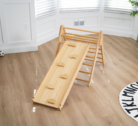 Bazel 6-in-1 Pikler Climber Set – Wooden Triangle, Rocker Arch & Slide for Toddlers-Indoor-Parc Decor