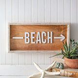 Beach Directional Wall Sign in Framed Wood-wall sign-Parc Decor