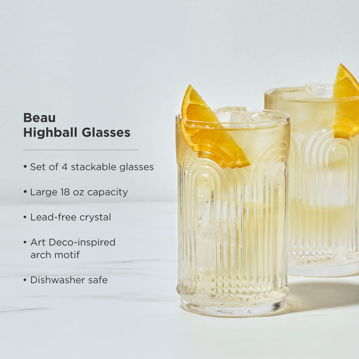 Beau Highball Glasses, Set of 4-product_type::stemless_cocktail_glasses-Parc Decor