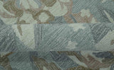 Beautiful Blue, Ivory and Olive Floral Design 8x10 Hand Tufted wool Rug
