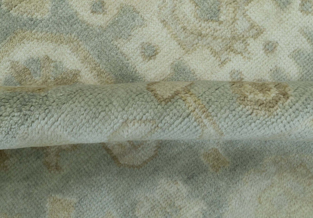 Beige And Blue Traditional Oushak Design 6x9 Hand Knotted Wool Area Rug