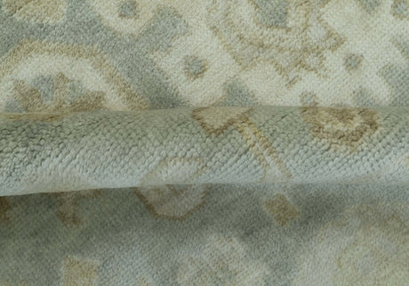 Beige And Blue Traditional Oushak Design 6x9 Hand Knotted Wool Area Rug